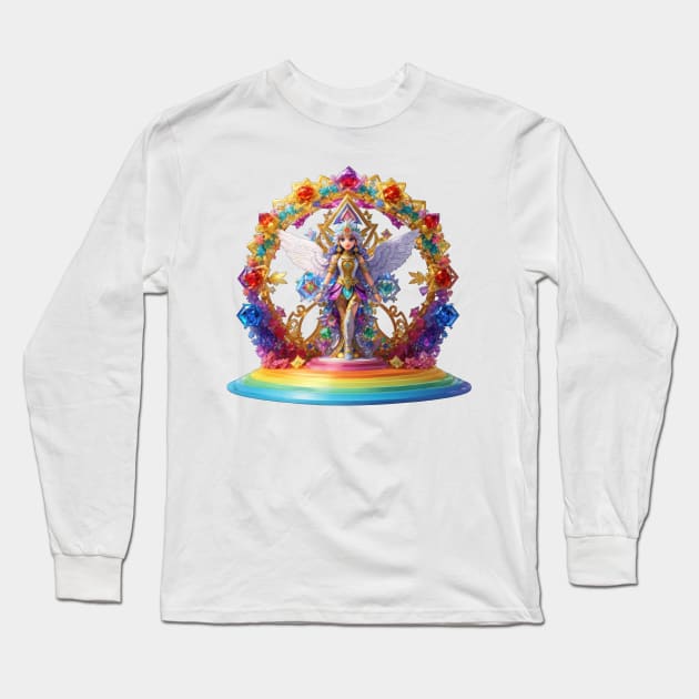 Rainbow Crystal Angel Diorama Long Sleeve T-Shirt by Tankuss 